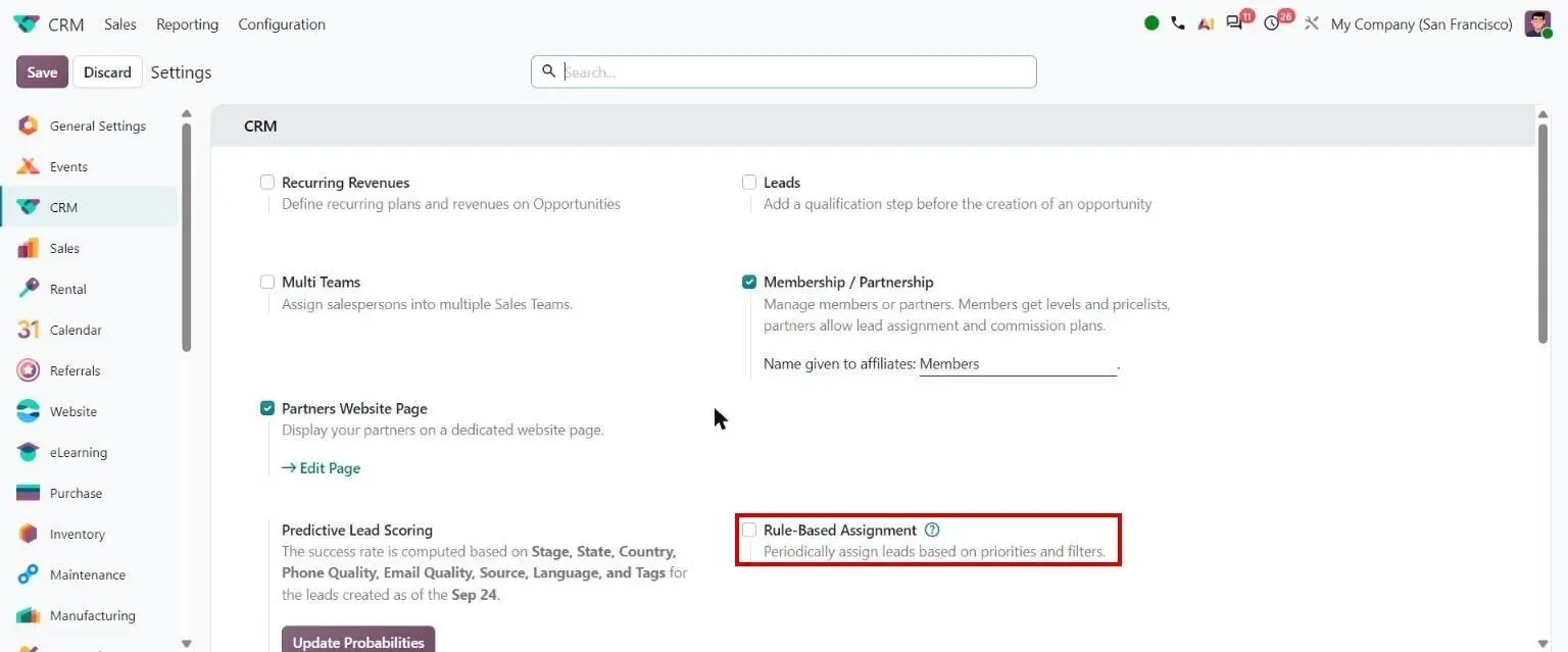 CRM settings: Rule-Based Assignment