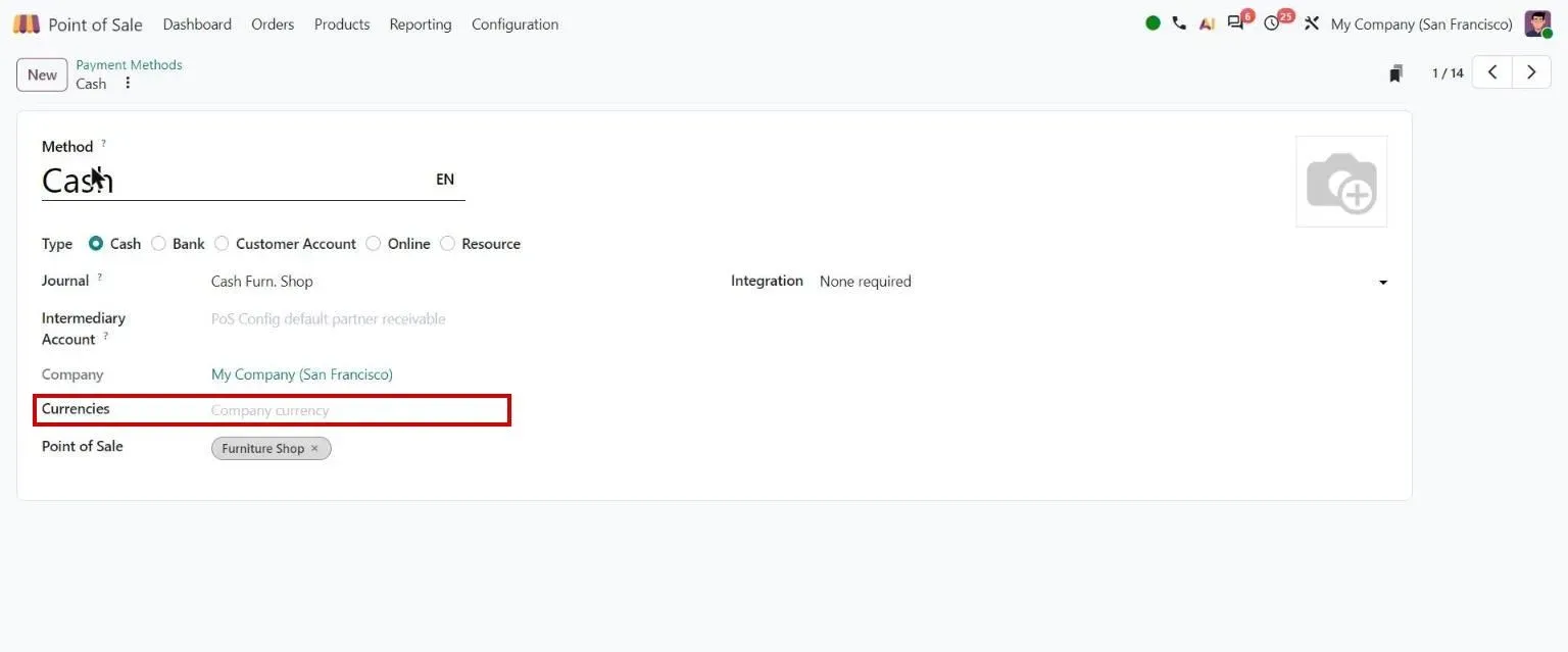POS payment method: currencies