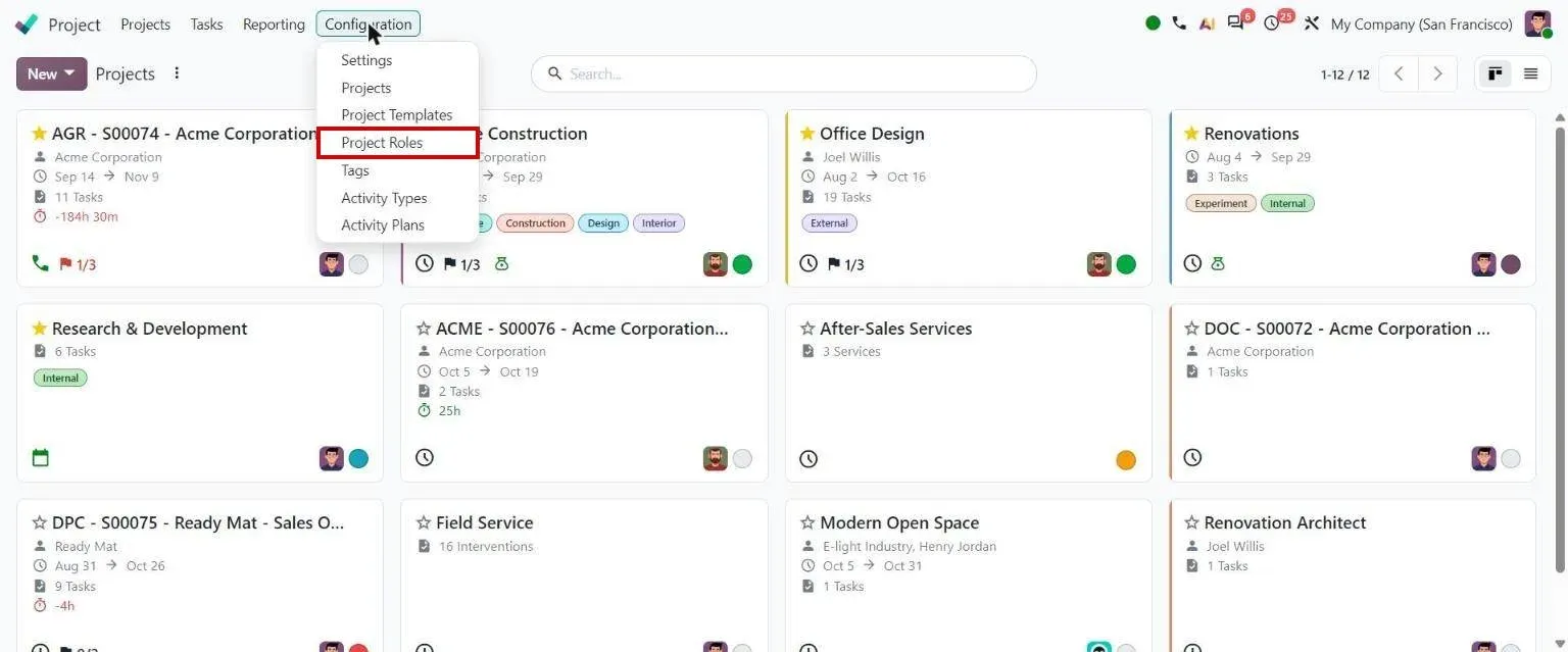 Project configuration: Roles