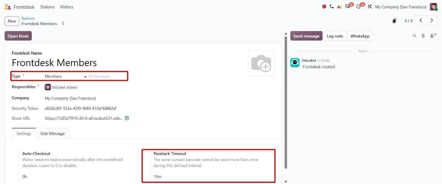 Members-type station with allowed grades and barcode passback timeout