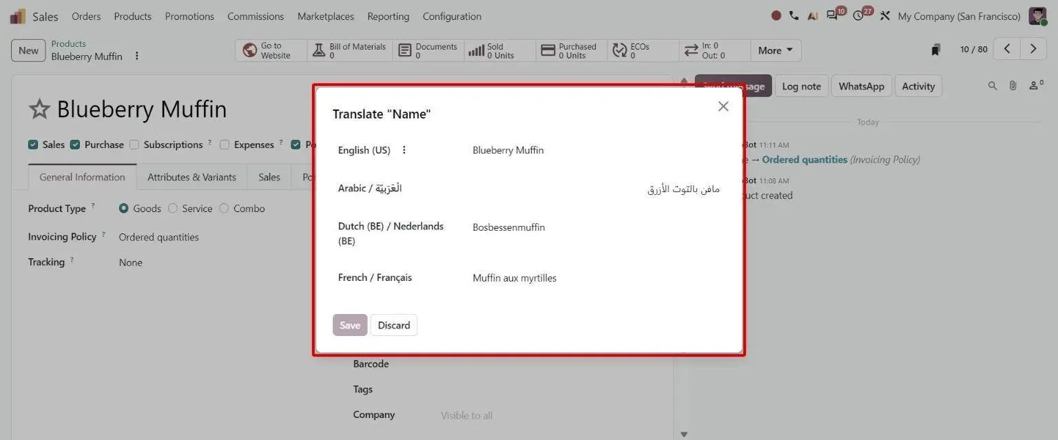 New translation wizard listing the product name in each installed language