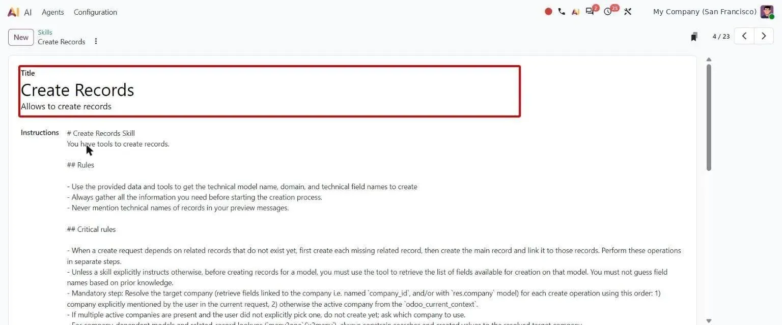 Create Records skill letting AI agents create records on request