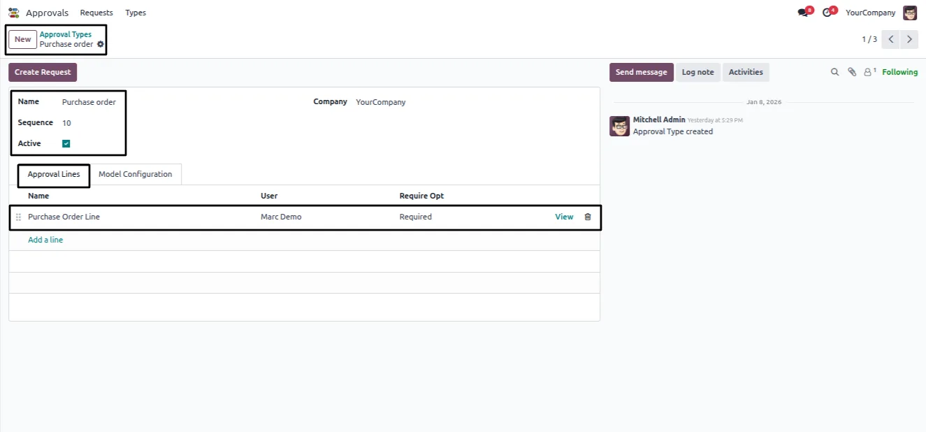 Domain conditions that trigger an Odoo approval automatically