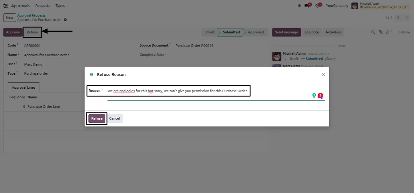 Assigning the Approval Manager role to an Odoo user