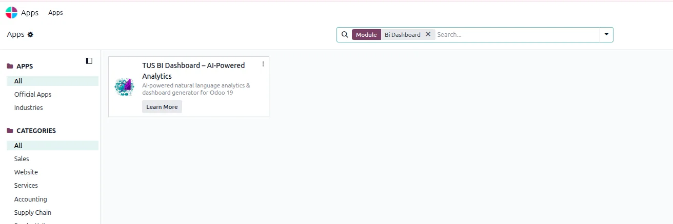 AI provider configuration screen in TUS BI Dashboard