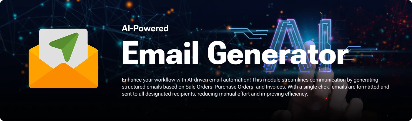 AI Email Generator feature highlights for Odoo email writing