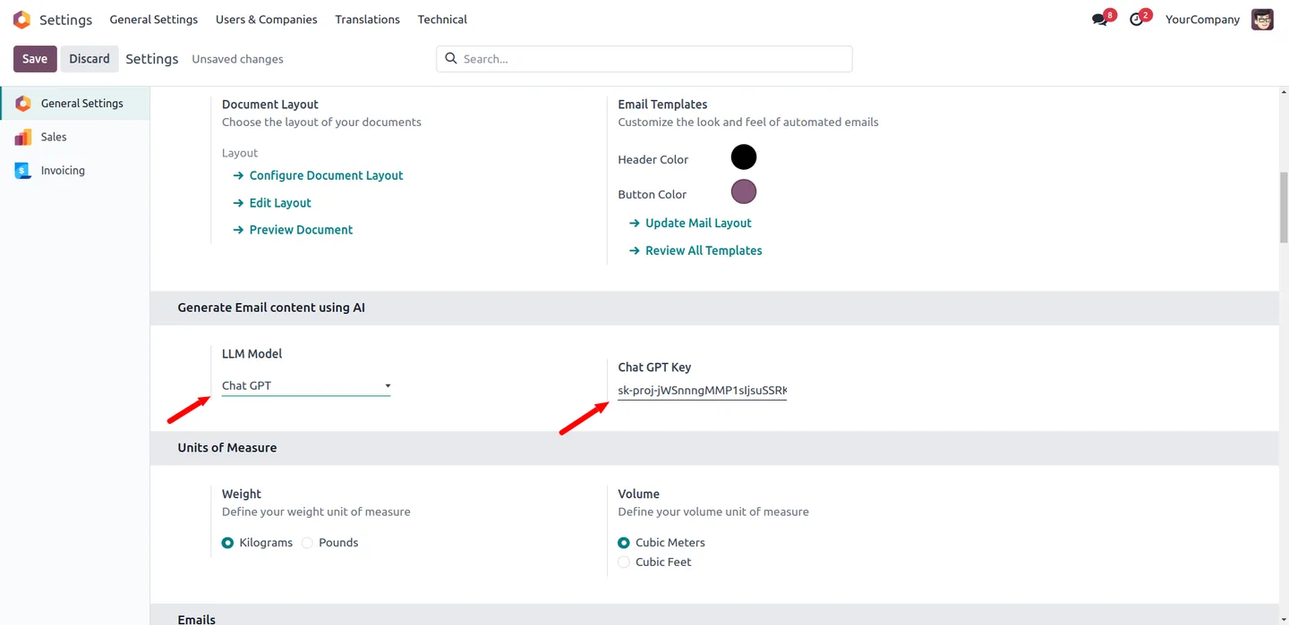 AI Email Generator producing a business email from selected fields