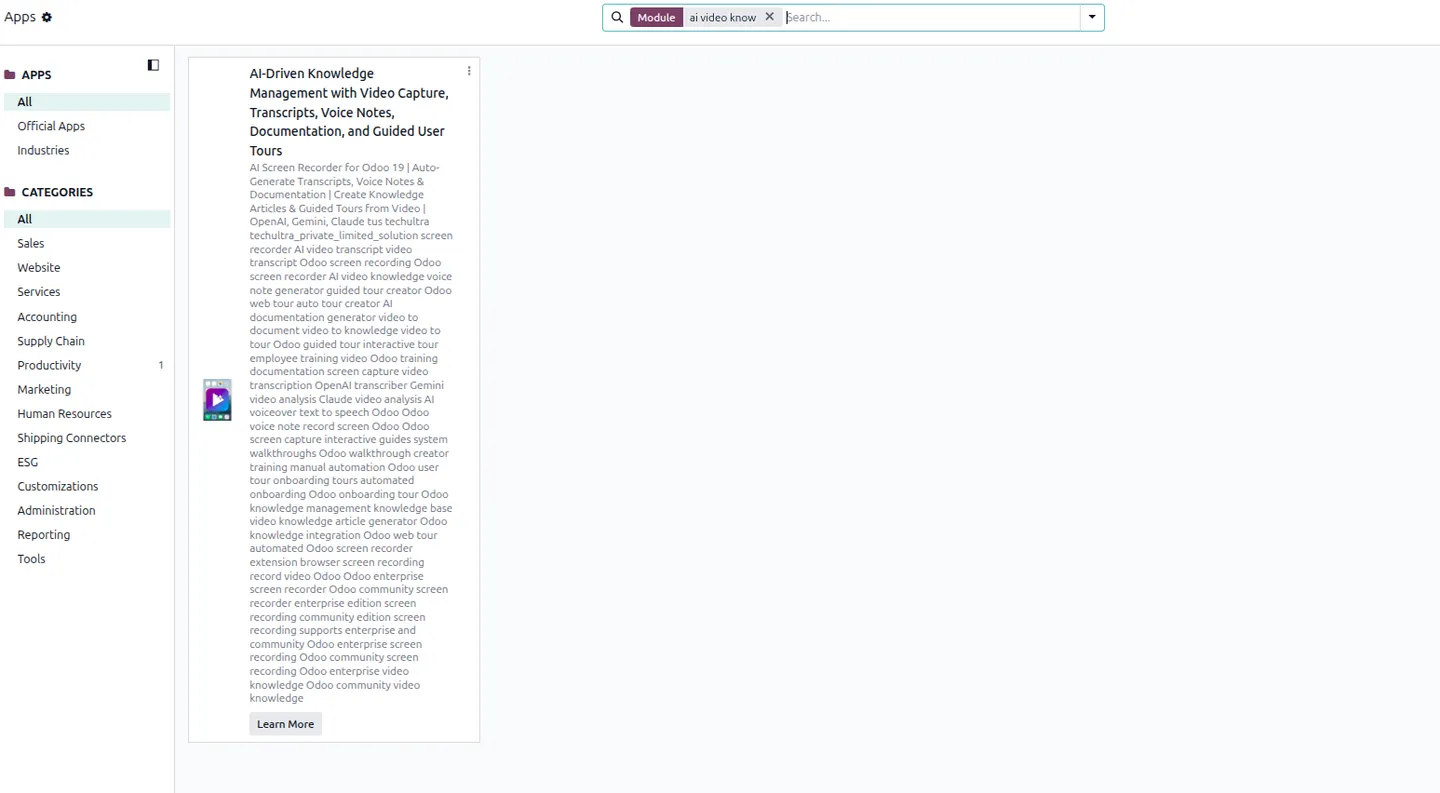 Fynix AI settings and configuration screen inside Odoo