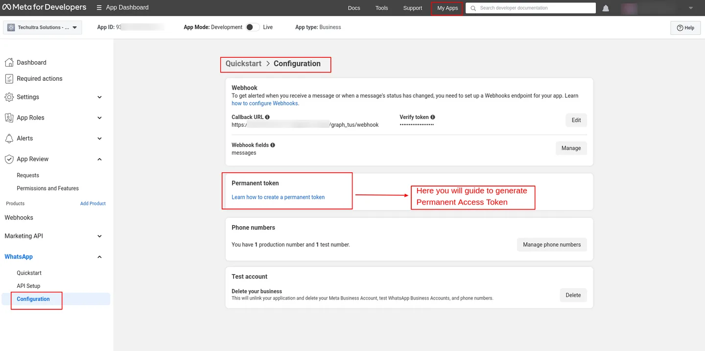 Generating a permanent WhatsApp access token for Odoo