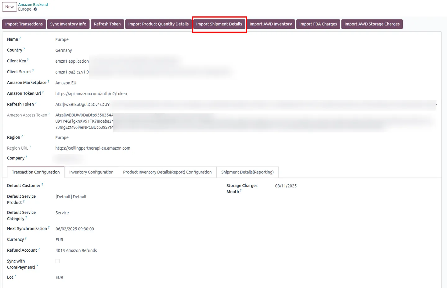 Amazon inbound shipment report with expected vs received quantities