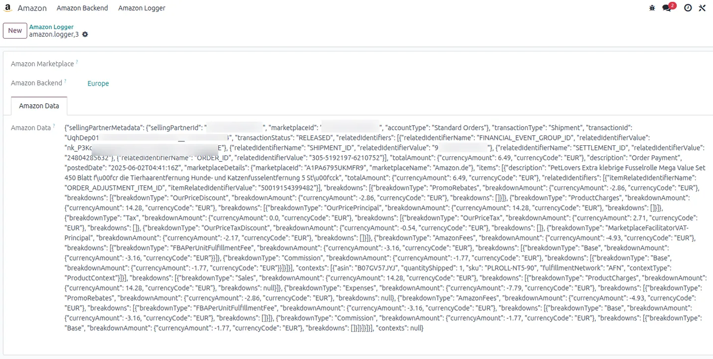 Amazon Logger with failed API call payloads and one-click retry