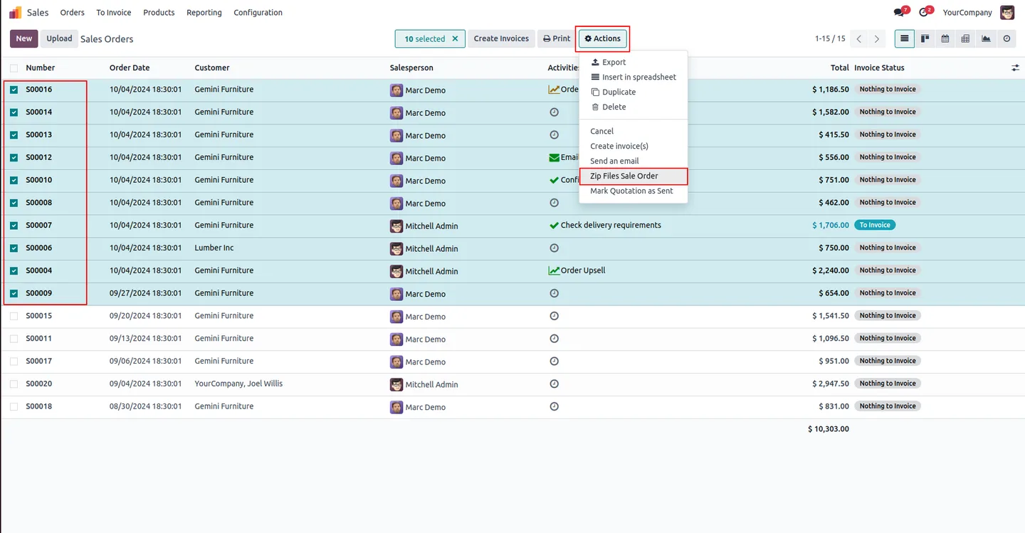 Triggering the contextual Download Attachments ZIP action on a record