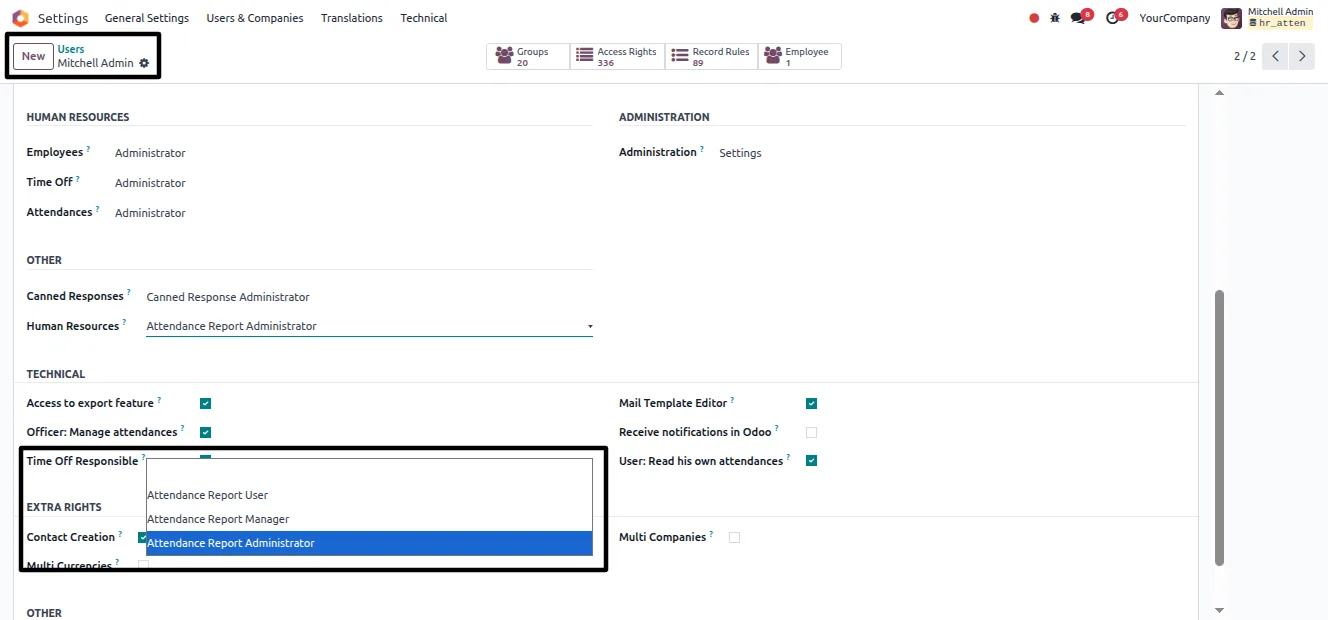 Attendance Reports menu added to the Odoo Attendance app