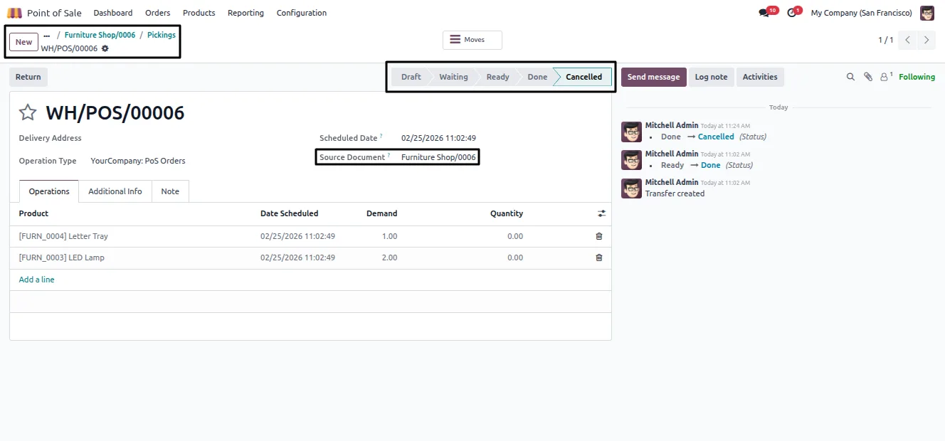 Resetting cancelled POS orders back to draft in Odoo