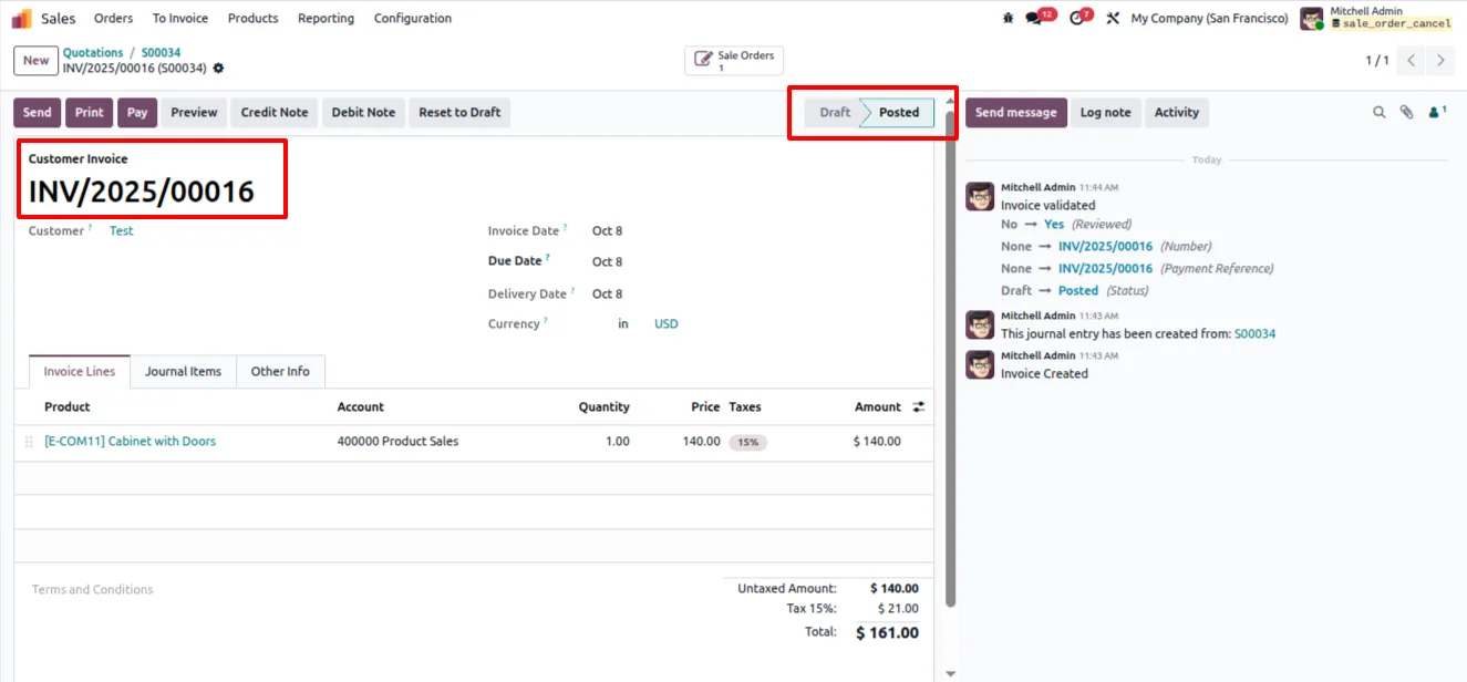 Cancelling an Odoo sales order with its linked invoice in one click
