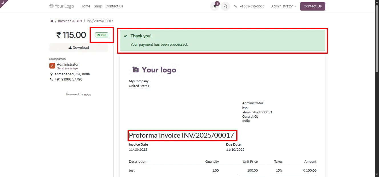Cashfree payment provider enabled for live transactions in Odoo