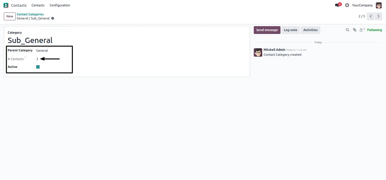 The protected General default contact category in Odoo