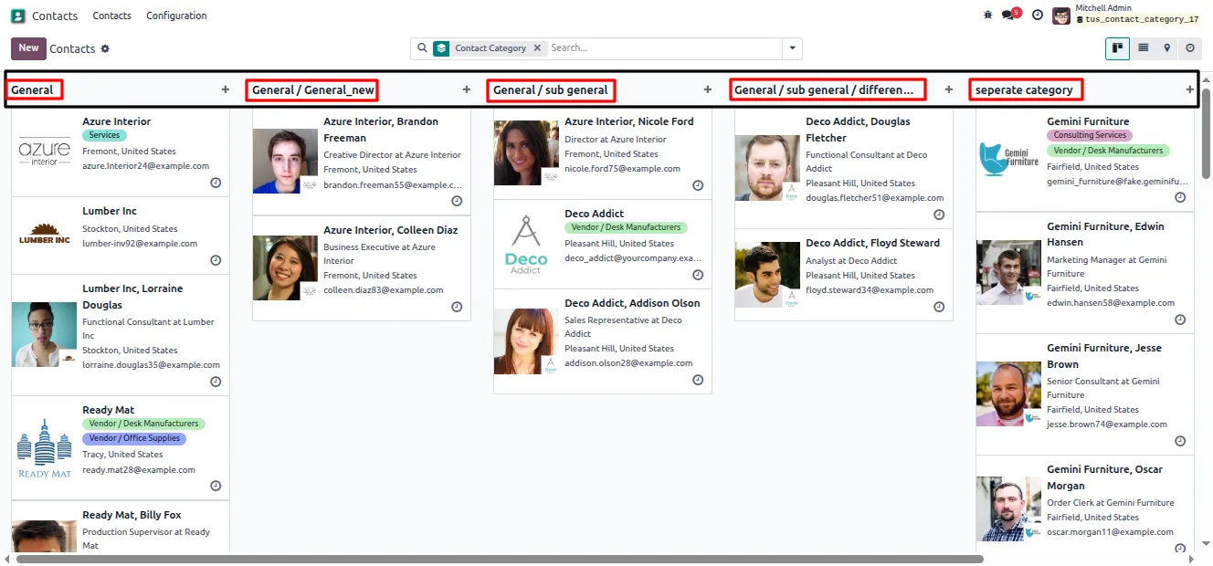 Chatter tracking changes on an Odoo contact category record