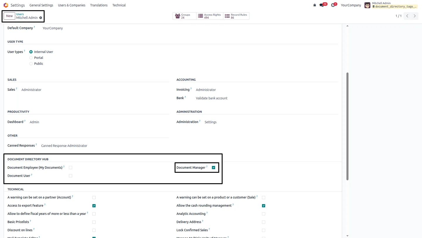 Document Directory Hub directory list inside Odoo