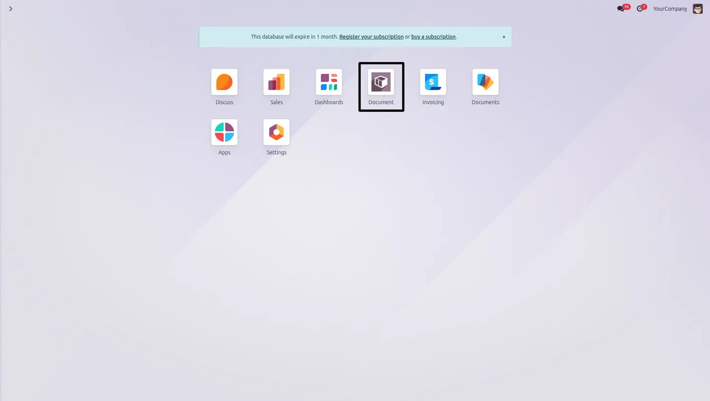 Granting a user access to the Document Directory Hub in Odoo settings