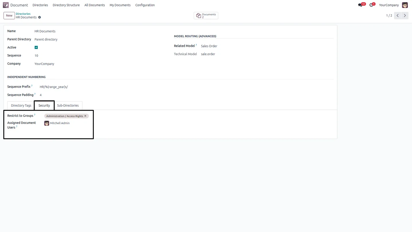 Assigning individual users to a directory in Document Directory Hub