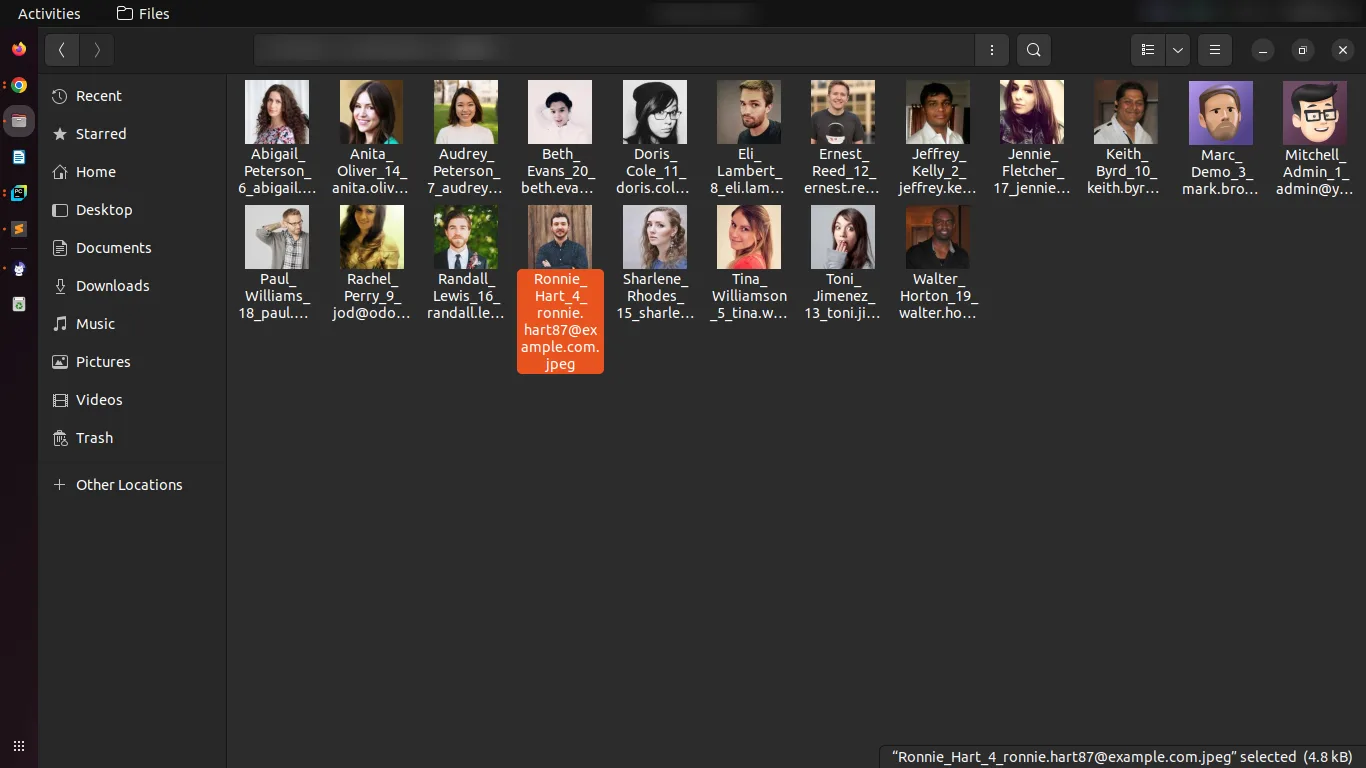 Resized employee images produced by the Odoo export wizard