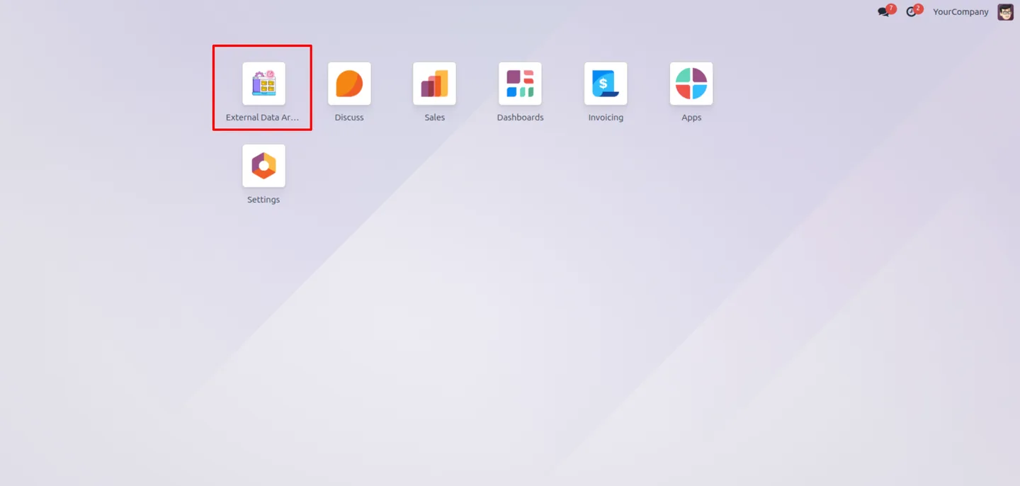 Data Offload & External Archive Manager home screen in Odoo
