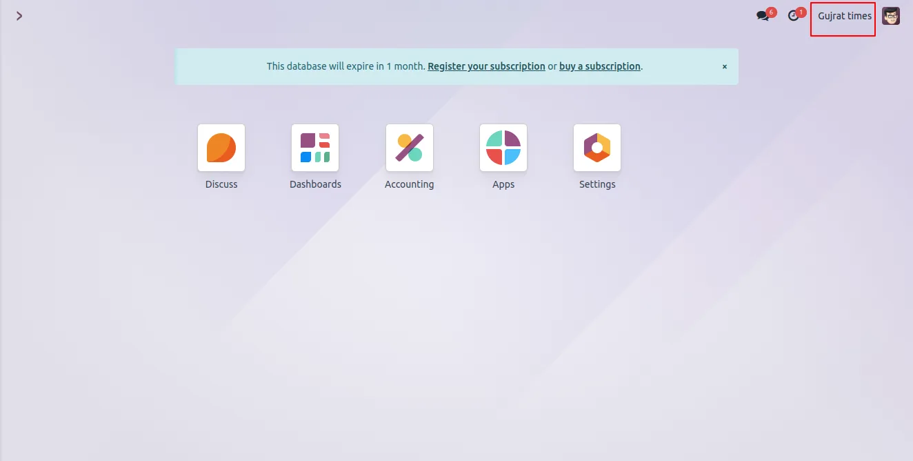 Switching into the new company from the Odoo company selector
