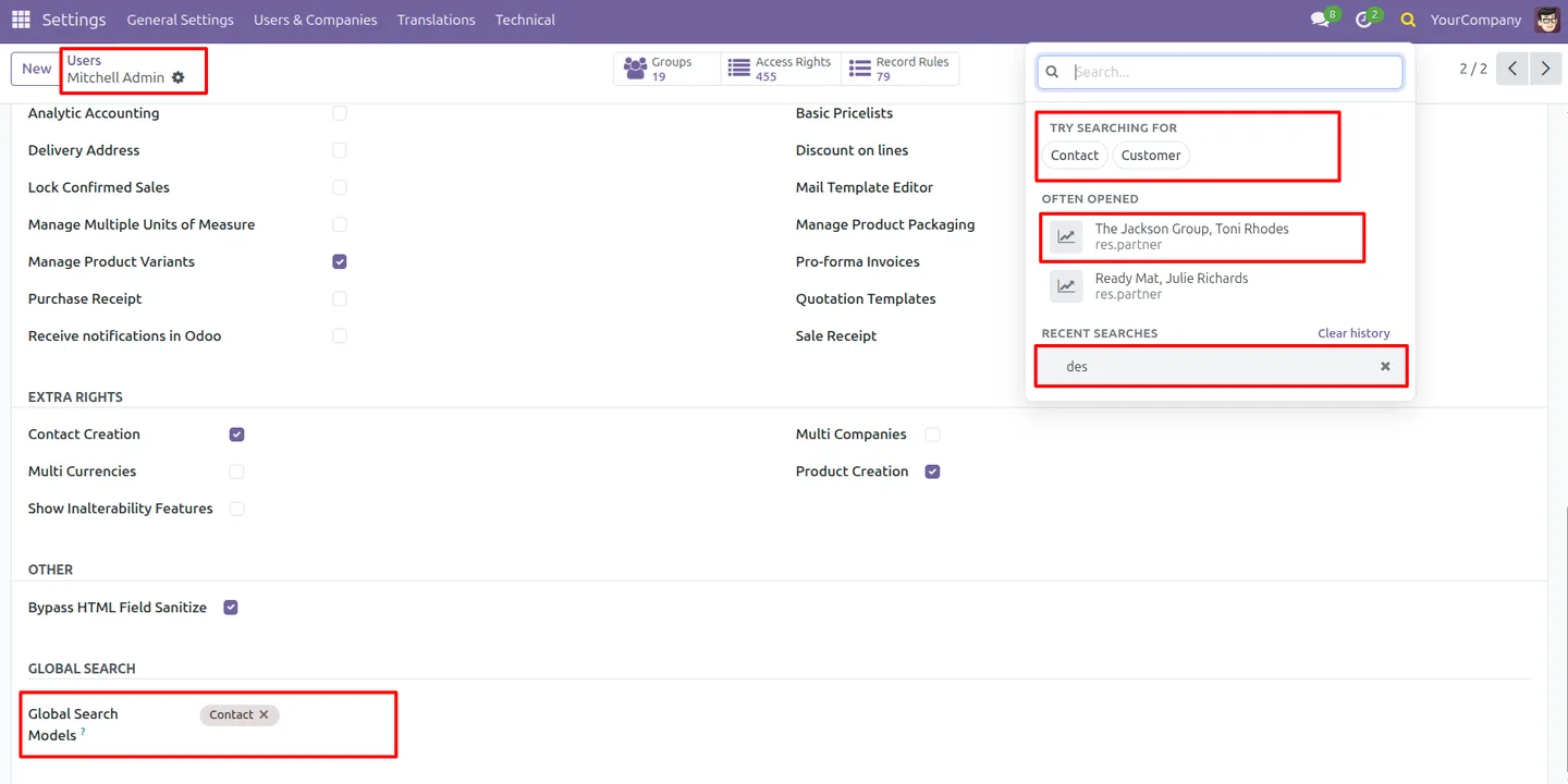 Recent search history with last-opened records in Global Search Pro