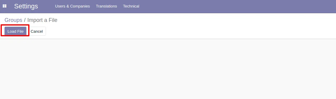 Confirmation that import is blocked for Odoo users outside the group