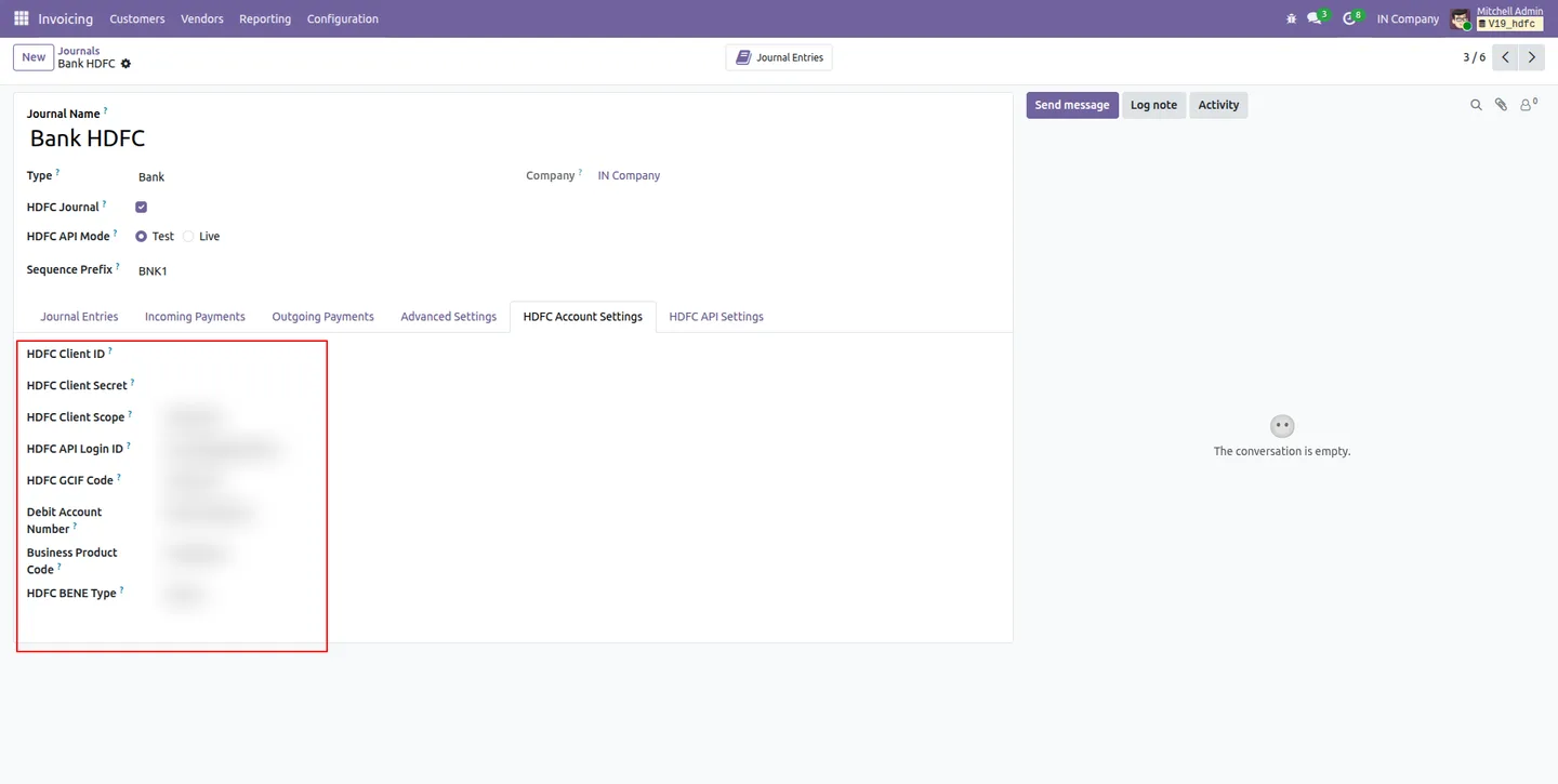 A vendor bank account marked Trusted on an Odoo vendor record