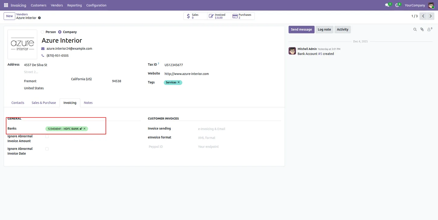 Choosing NEFT, RTGS, or IMPS transfer mode for an HDFC payment in Odoo