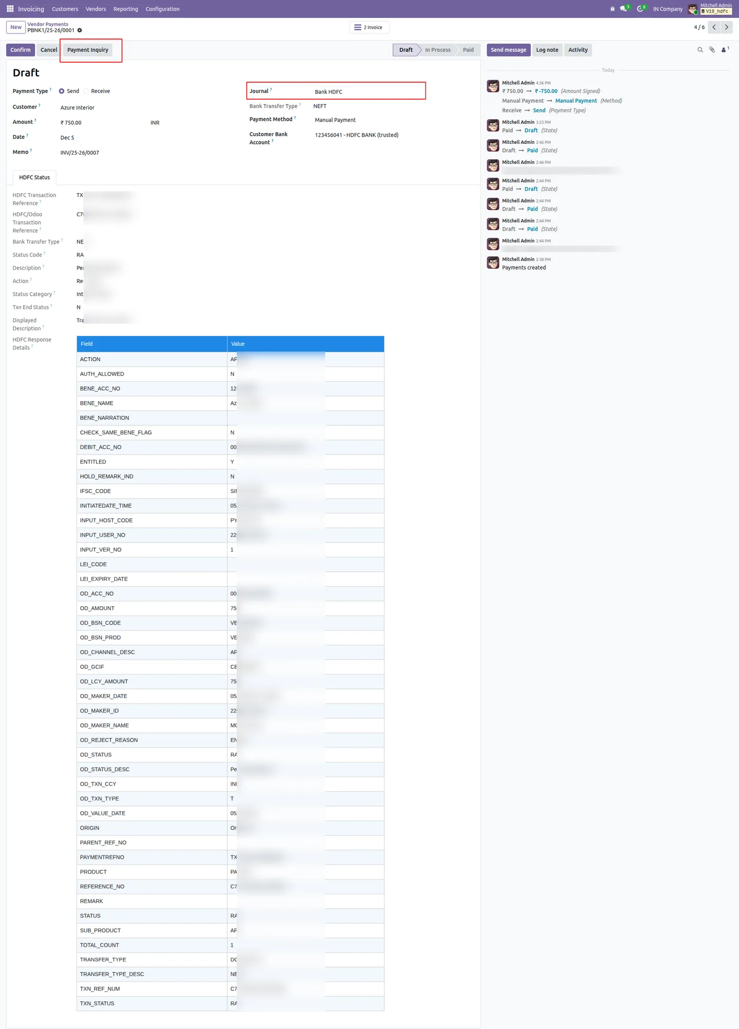 Step-by-step HDFC Vendor Payment Integration setup guide for Odoo