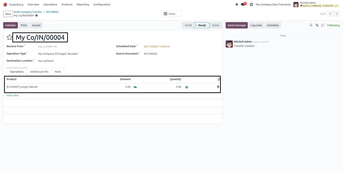 Validating an inter-company delivery order from a smart button in Odoo