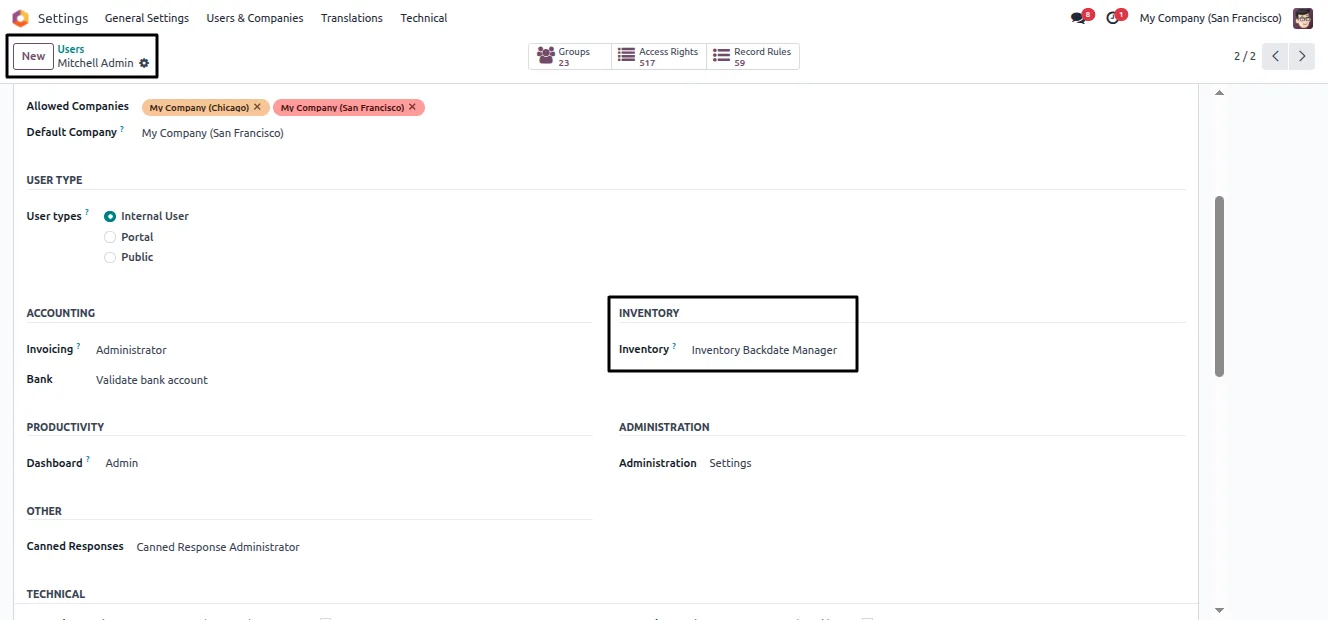 Inventory Backdate Control listed in the Odoo Apps store, ready to install