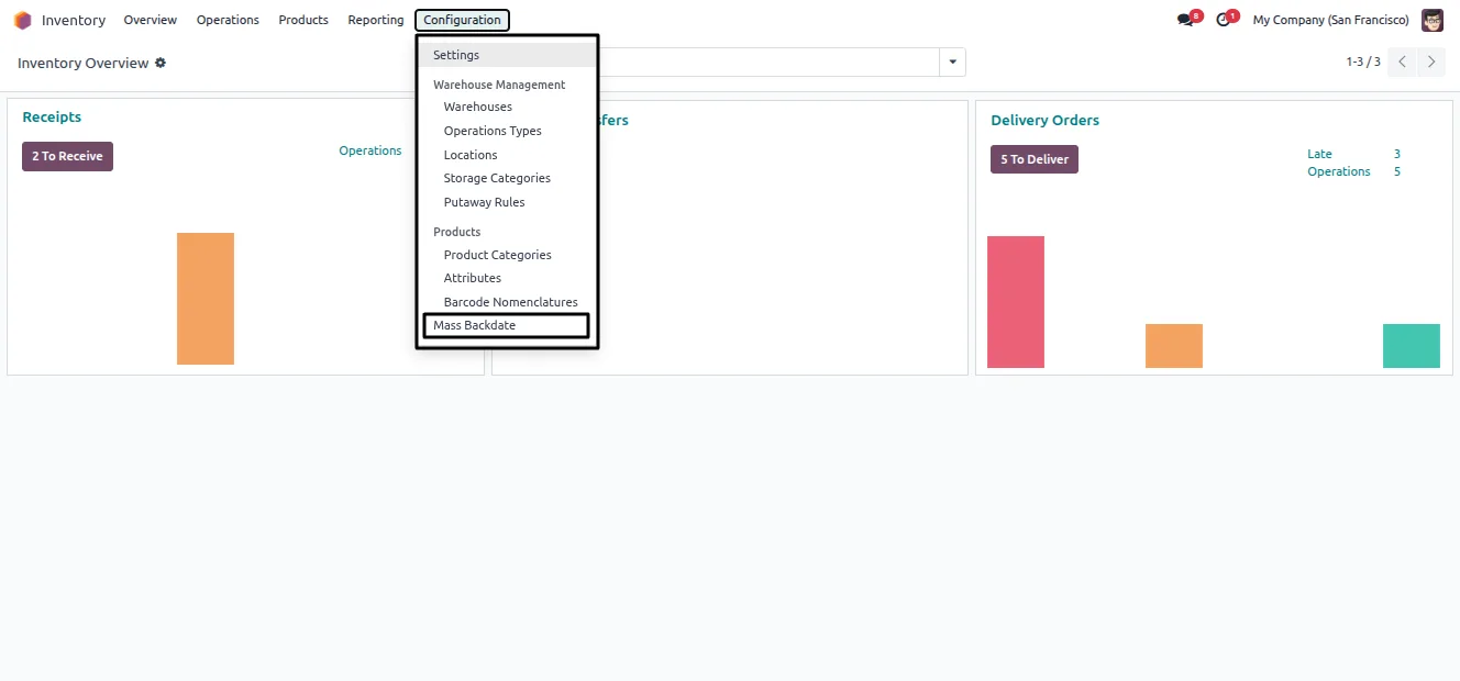Assigning the Inventory Backdate Manager group to an Odoo user