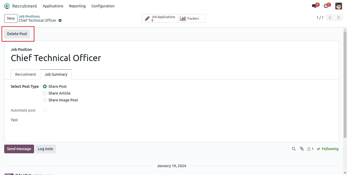 Managing LinkedIn posts created through Odoo Integration