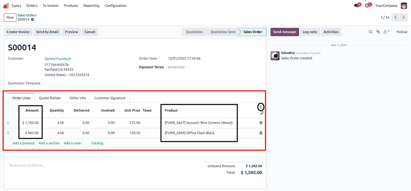 Confirming a reset to the default Odoo list column layout