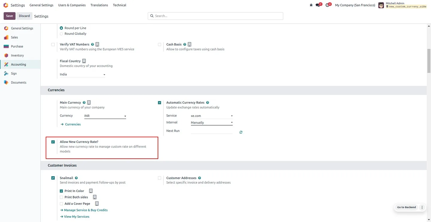 Allow new currency rate setting in Odoo General Settings