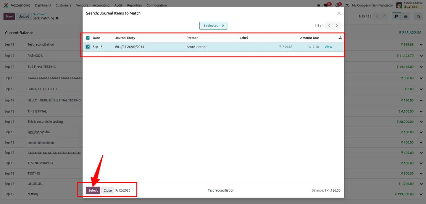 Validating a payment entry with manual currency rate in Odoo