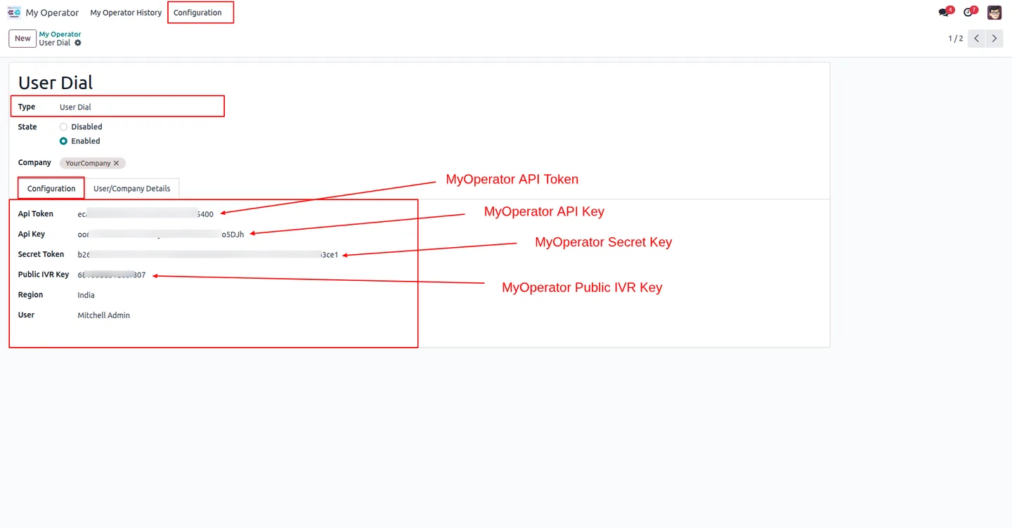 Centralised MyOperator call history in Odoo