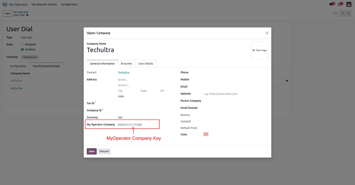 Making an outbound call from an Odoo sales order with MyOperator