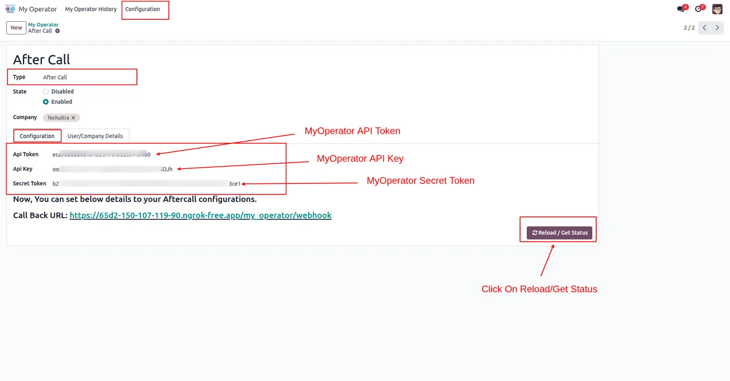 MyOperator Connector call log overview in Odoo