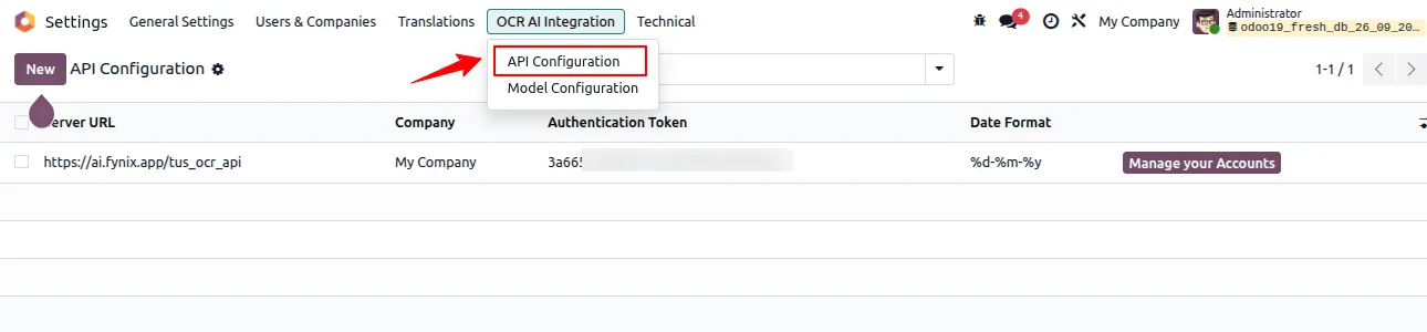 Uploading a customer document to the OCR AI tool in Odoo