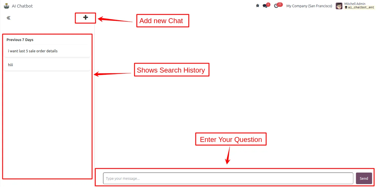 Odoo AI Chatbot answering a purchase order query with live data