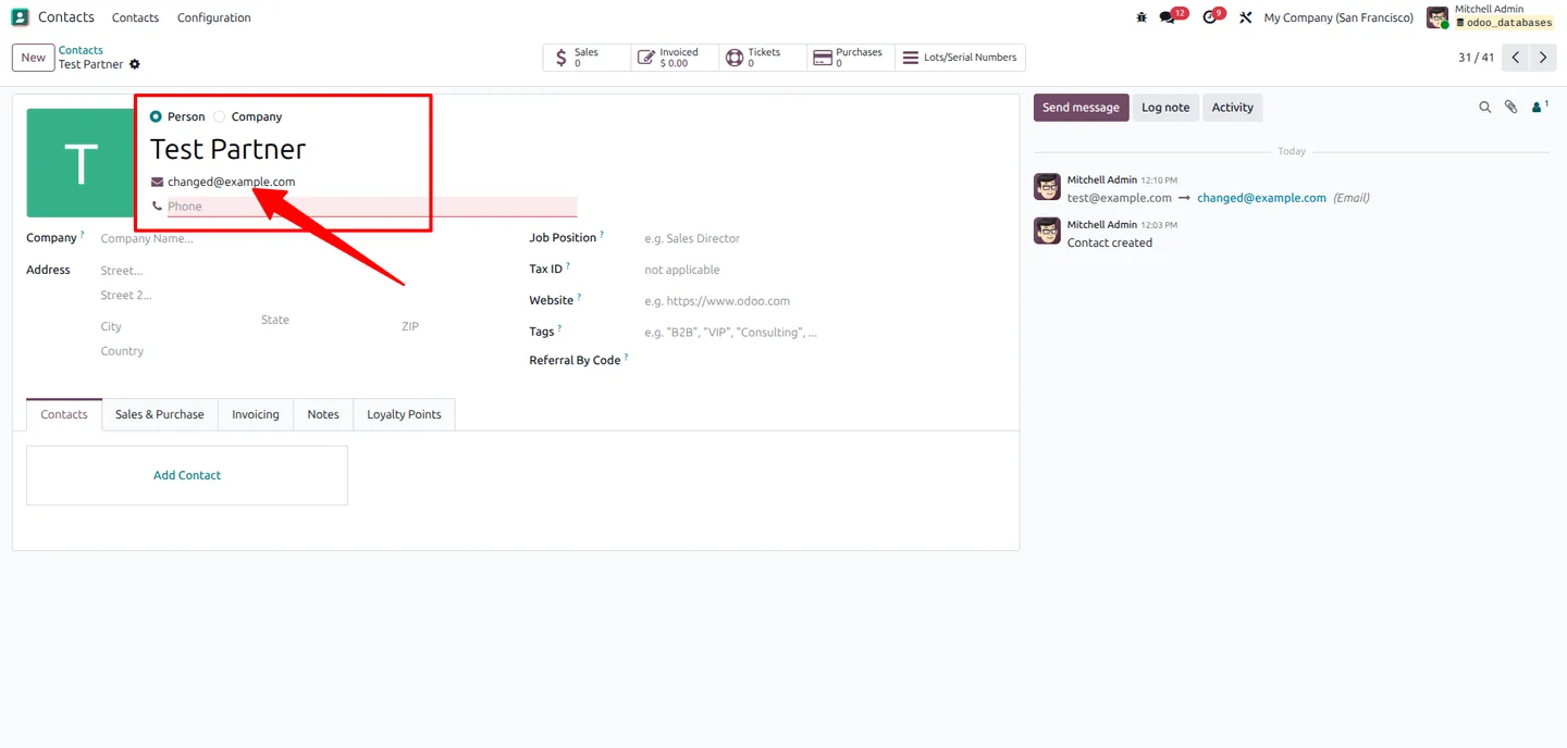 Write method JSON RPC call updating an existing Odoo record