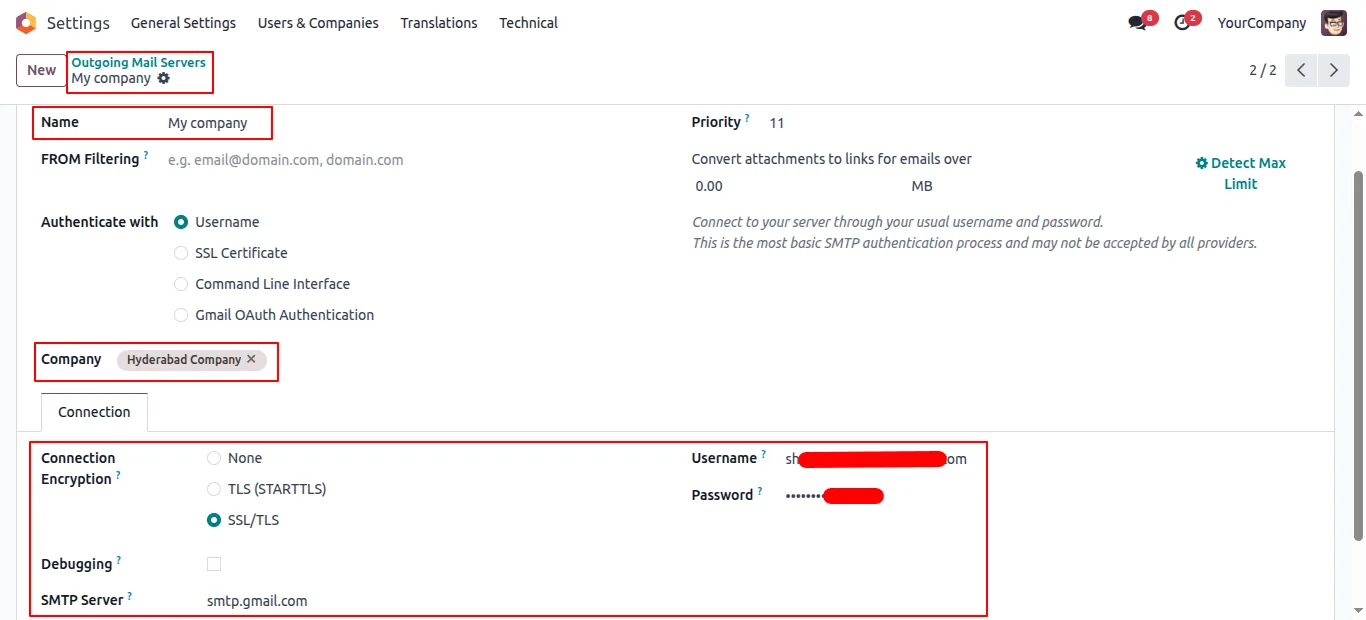 Outgoing-mail server scoped to a specific Odoo user