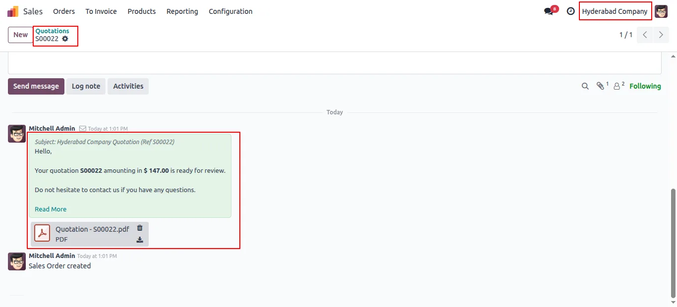 Email sent by a specific user through their own SMTP server in Odoo