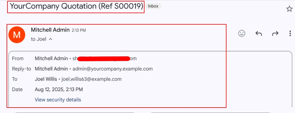 Inbox confirmation of multi-company mail routed through the right Odoo server