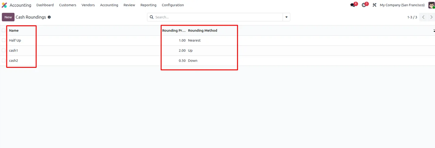 Enabling cash rounding in the Odoo Point of Sale settings